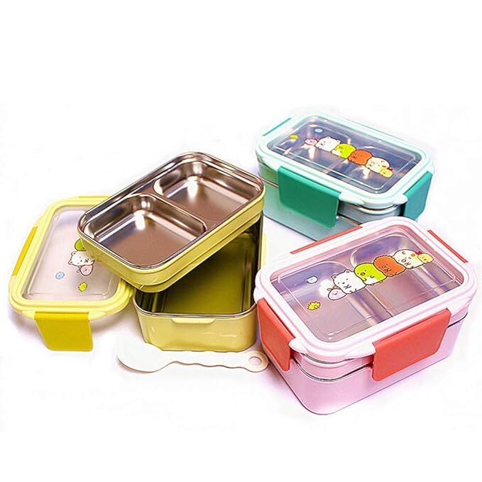 Stainless Steel Kids Picnic Food Storage Separated Portable