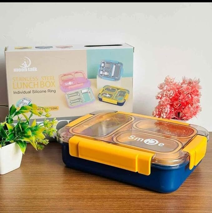 Ornateglow Lunch Box for School Kids  Compartment Lunch Box with Stainless Steel Case,