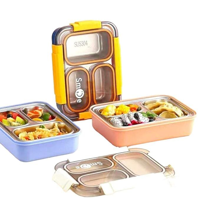 Ornateglow Lunch Box for School Kids  Compartment Lunch Box with Stainless Steel Case,