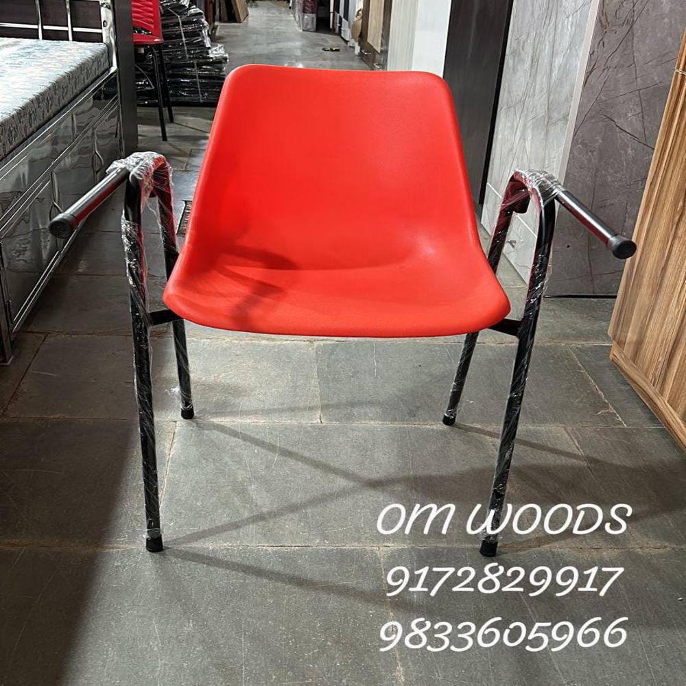 Student Chair - Metal, Standard Size, Red Color | Eco-friendly, One Piece Design, No Assembly Required, Polished Finishing, Indoor Furniture