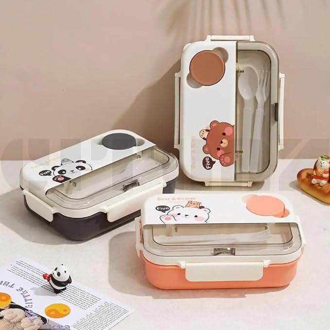 Cute Bear Cartoon Lunch Box 4 Compartment New bento Lunch Box