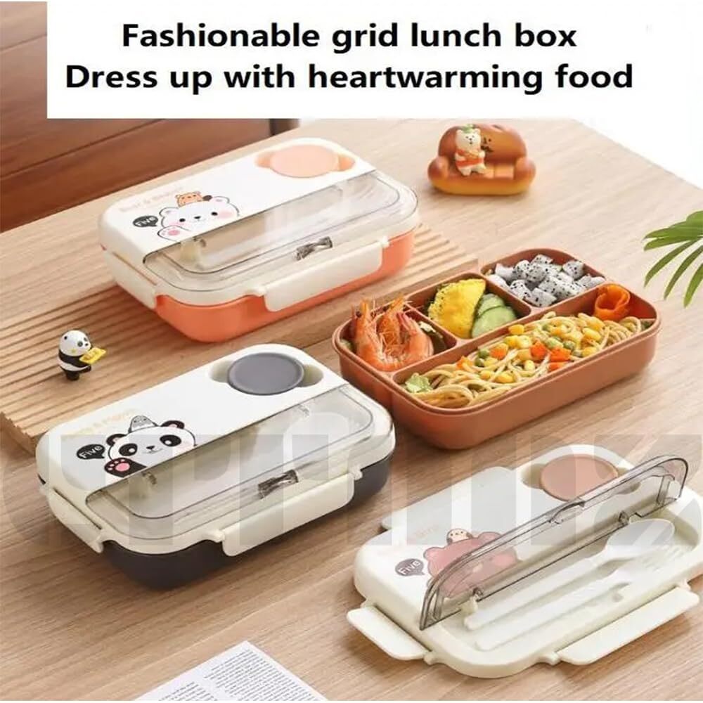 Cute Bear Cartoon Lunch Box 4 Compartment New bento Lunch Box