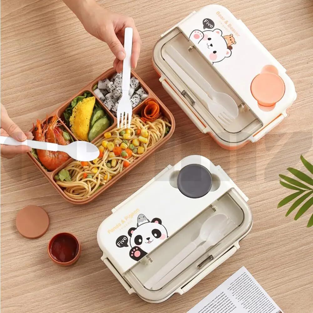 Cute Bear Cartoon Lunch Box 4 Compartment New bento Lunch Box