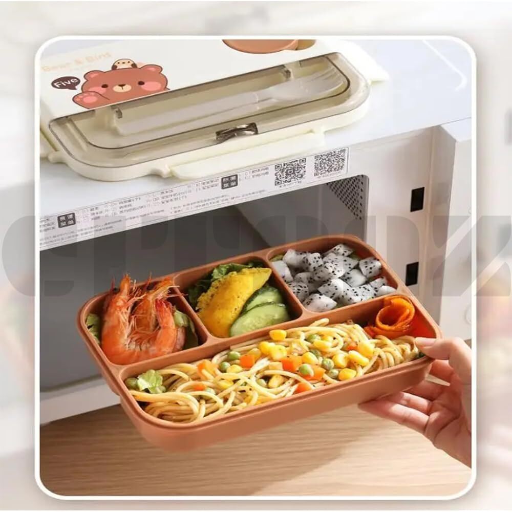Cute Bear Cartoon Lunch Box 4 Compartment New bento Lunch Box