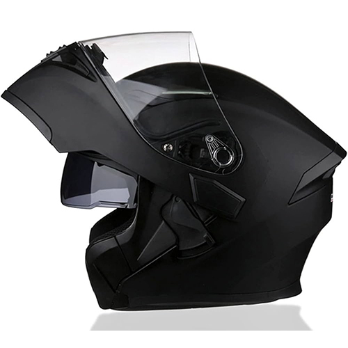 Protective Head And Full Face Motorcycle Black Helmet