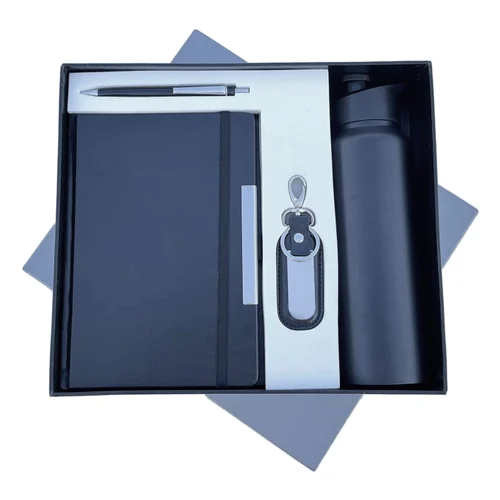 Customized Corporate Gift - Metal & Leather, Standard Size, Sleek Black, Rectangle Shape | Personalizable Logo for Corporate Events