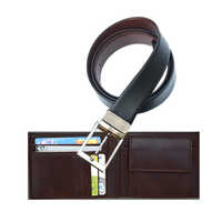 Gents Wallet Reversible Leatherette Belt Premium Card Box