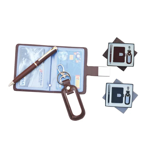 Multiple Card Holder Keychain Set - Color: Brown