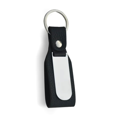 Kc Seltos P L Genuine Leather Keychain - Color: Black