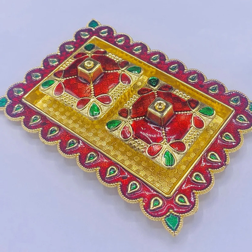 Golden Traditional Haldi Kumkum Karanda