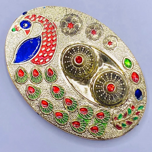 Golden Traditional Haldi Kumkum Karanda