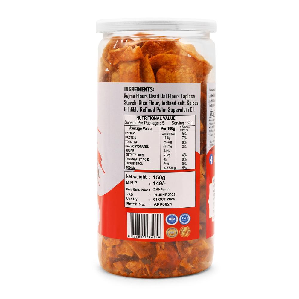 Rajma Masala Chips - 150 Gm Bottle | Fried Rajma Snack, High Protein, Spicy Flavor, Gluten-free, Rich In Fiber And Nutrients