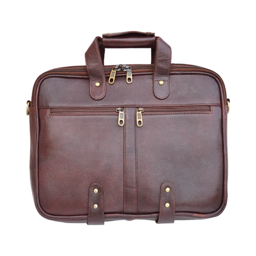 Genuine Leather Laptop Bag - Color: Brown