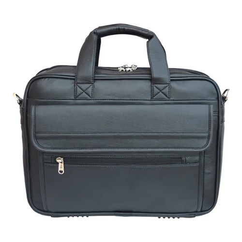 Black Leather Laptop Bag - Design: Customized