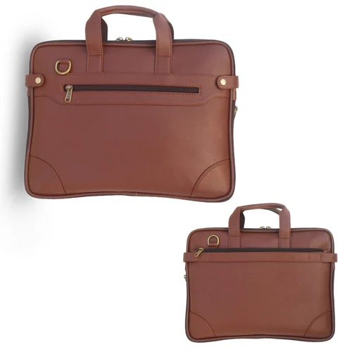Sleek Laptop Bag With Expansion Zipper - Color: Brown