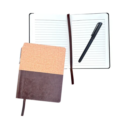 A6 Size Dateless Flexible Notebook With Pen - Binding: Glue Bound