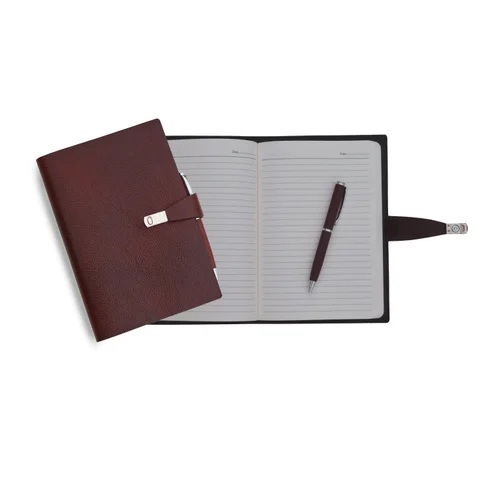 A-5 Size Premium Notebook With Metal Pen - Binding: Perfect Bound