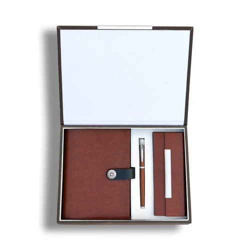Premium Notebook Spectacle Case Metal Roller Pen Special Leatherette Box Set - Binding: Glue Bound
