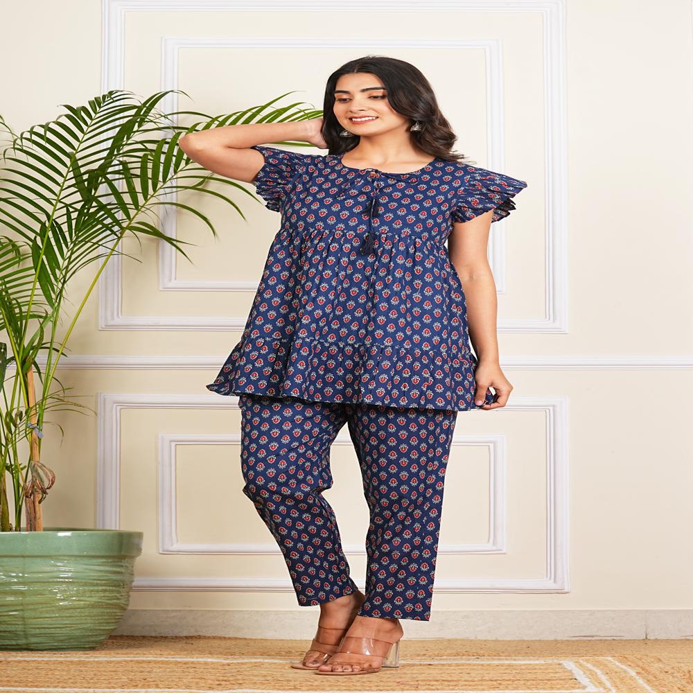 Blue Buta Cotton Co-ord Sets