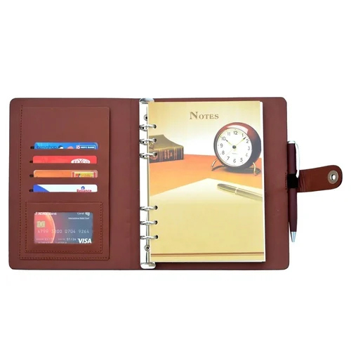 Genuine Leather A 5 Executive Undated Organiser with metal pen