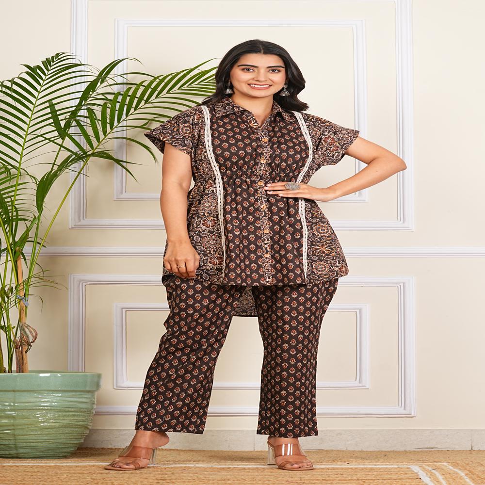 Brown High Low Co-ord Set