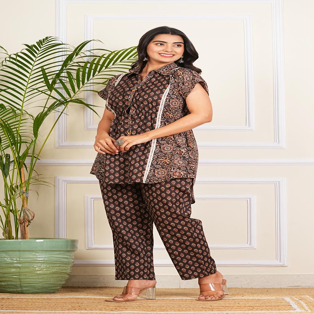 Brown High Low Co-ord Set