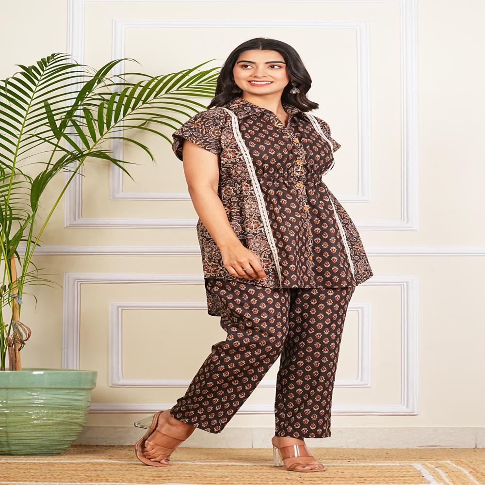 Brown High Low Co-ord Set