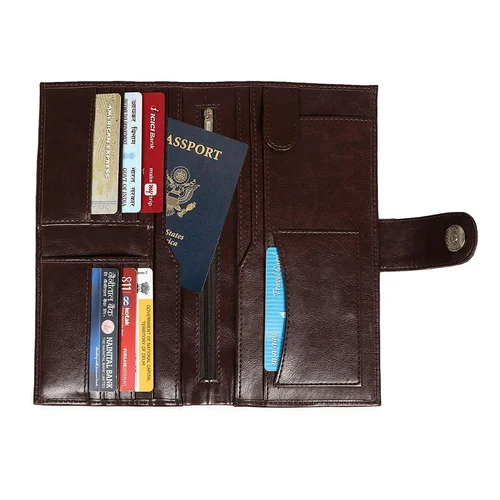 Dark Brown Passport Holder - Material: Leather