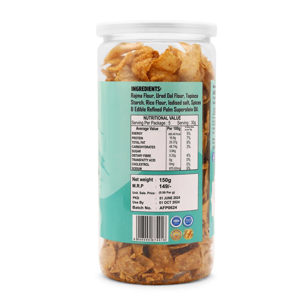 Rajma Jalpeno Chips - Fried Rajma, 150 Gm Plastic Bottle | Crunchy Protein-packed Snack, Gluten-free, Spicy Flavor, Nutritious Snack Option