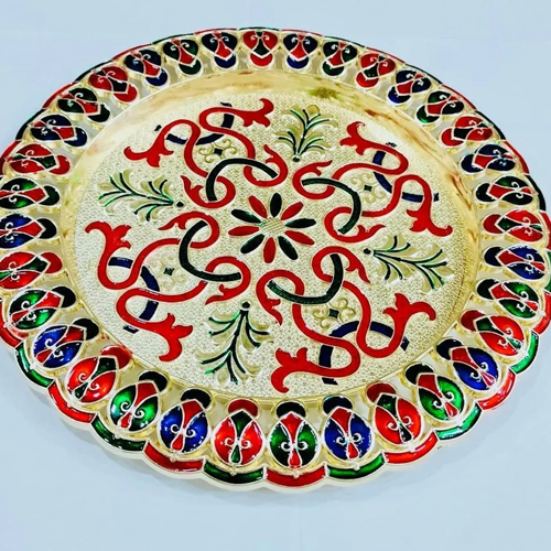 8 Inch Pooja Thali - Color: Golden