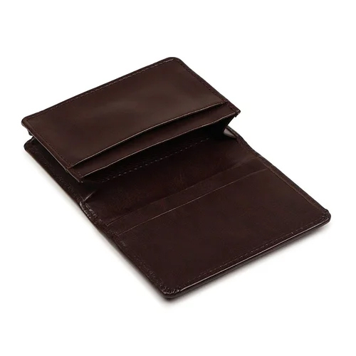 Brown Leather Card Holder - Pattern: Plain
