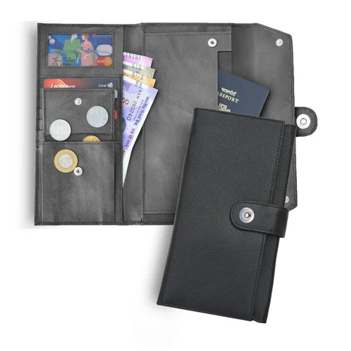 Ph 12 L Passport And Travel Wallet - Color: Black
