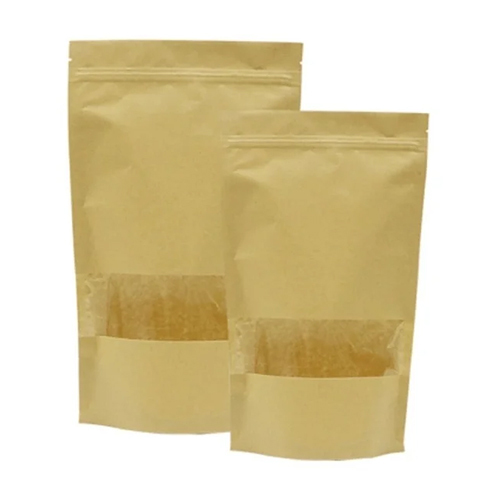 Stock Food Kraft Paper Bags Zipper Packaging Bags - Coating Type: Double Layer Lamination