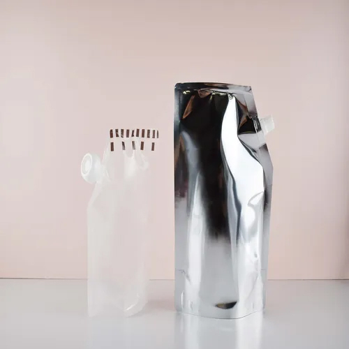 Transparent And Metalized Stand Up Pouch With Spout - Color: Silver