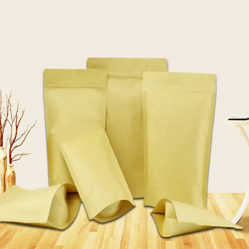 Metallised Laminated Inside Brown Paper Stand Up Zipper Pouch Bag - Color: Multicolor