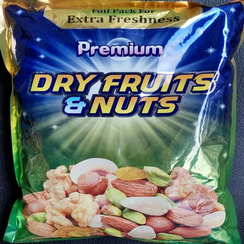 Dry Fruit Metallised Printed Three Side Seal Pouches - Color: Silver