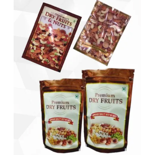 Dry Fruit Printed Three Side Seal Pouches - Color: Multicolor