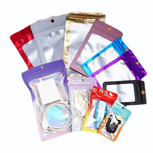 One Side Matte Window And One Side Vmpet Falt Zipper Pouch With Hole