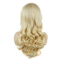 Hair Wavy Long 24inch Blonde Half Hand Tied Heavy Density Realistic Swiss Lace Front Wig