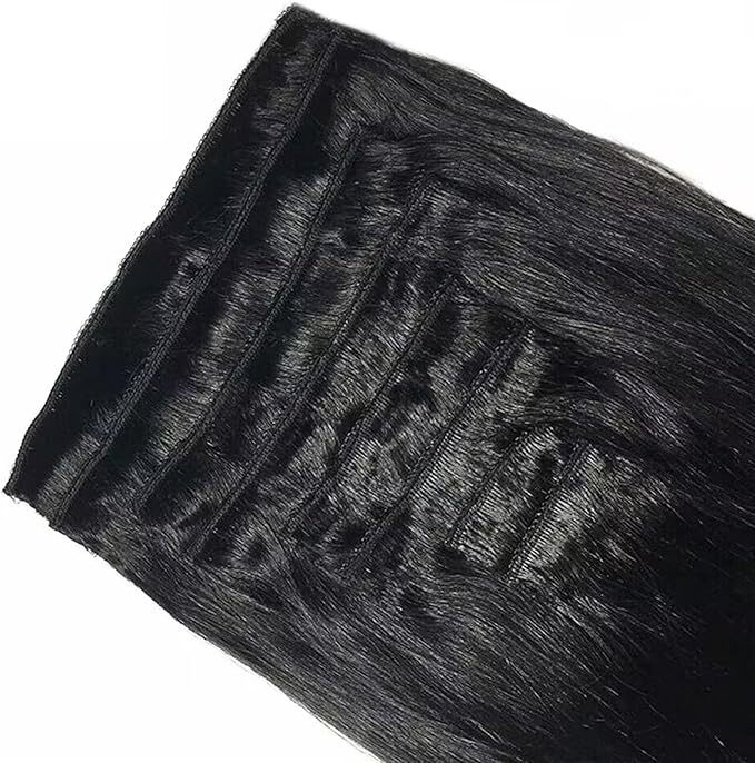 Hair Extensions Clip in Hair Extensions Real Human Hair Double Weft Straight Human Hair Pieces for Women Hair
