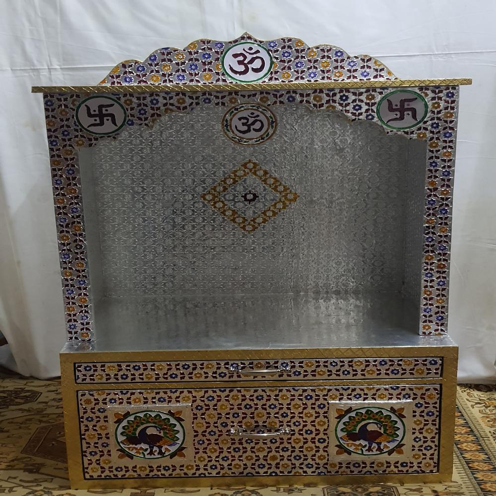 German Silver Meenakari Temple - Color: Meenakri