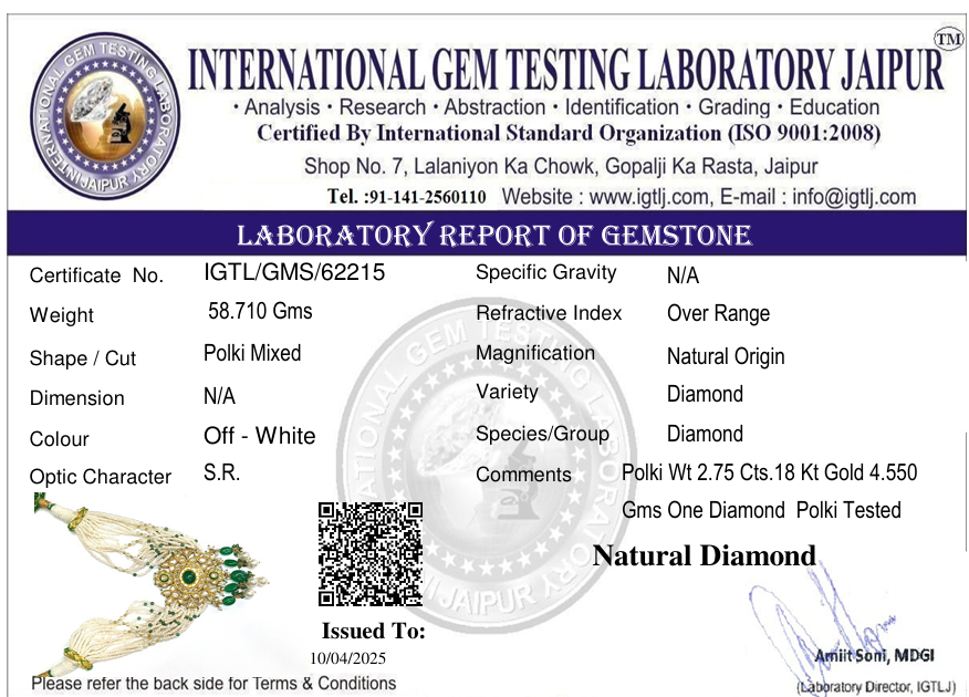 22kt Green Pota Chick With Real Polki Diamond - Diamond Cut: Good
