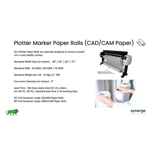 60 GSM 62 Inch Width Garment Super White Plotter Paper Rolls