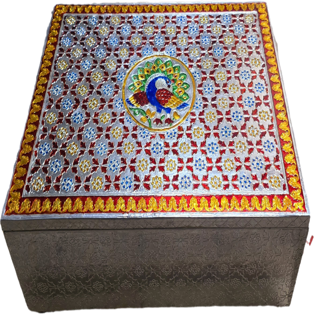 German Silver Meenakari Box