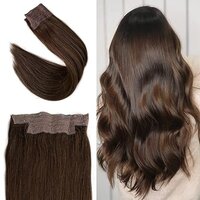 Hair Extensions Brown Real Human Hair Extensions One Piece 100grams Halo Hair 20 Inch