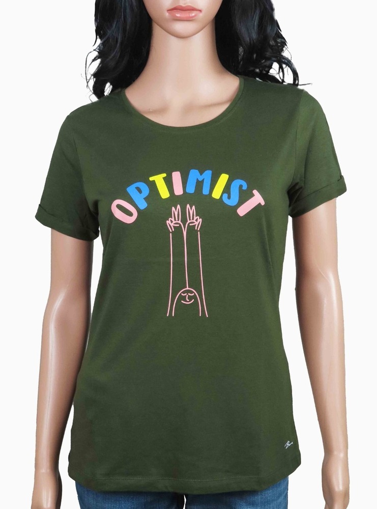 Ladies Printed  Olive T Shirt