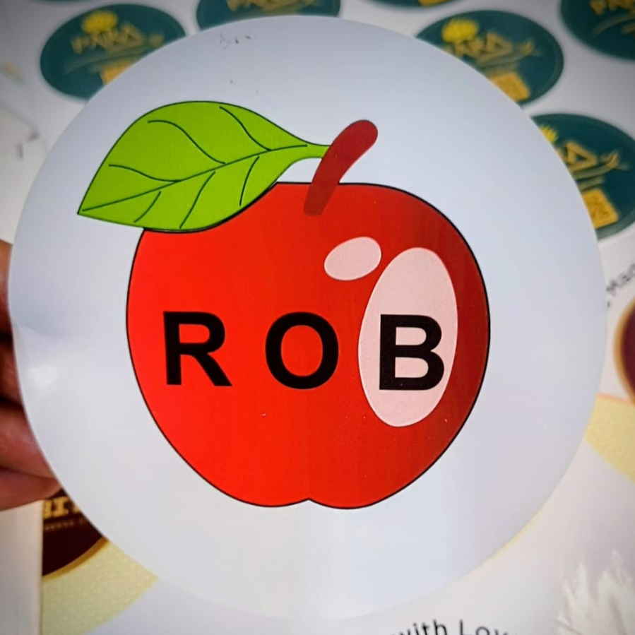 गेंदाकार आकृति के प्रिंट किए गए स्टिकार