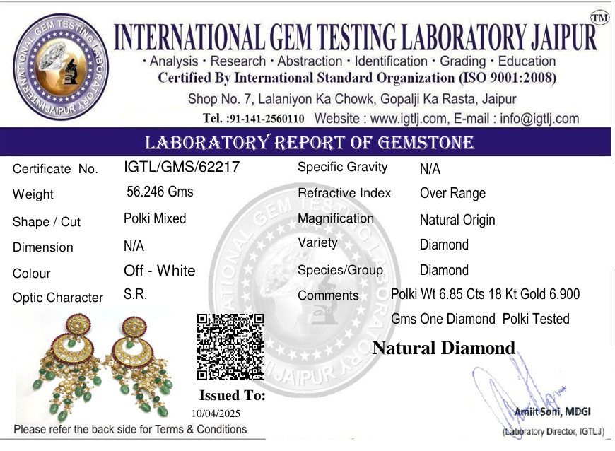 22kt Tyani chandbali with Polki