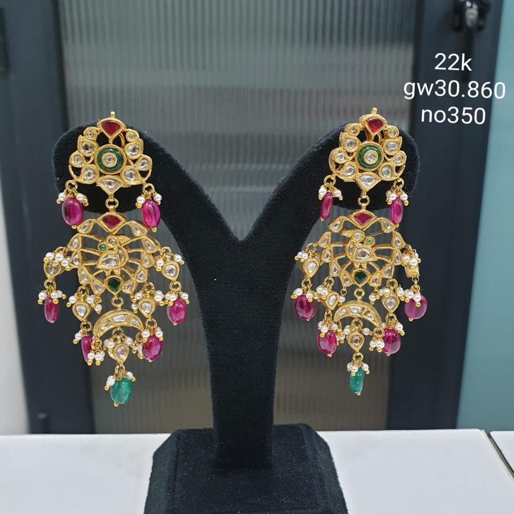 22kt Chand bali With Real polki diamond