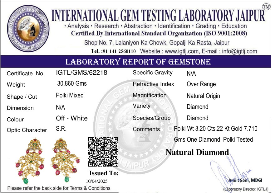 22kt Chand bali With Real polki diamond